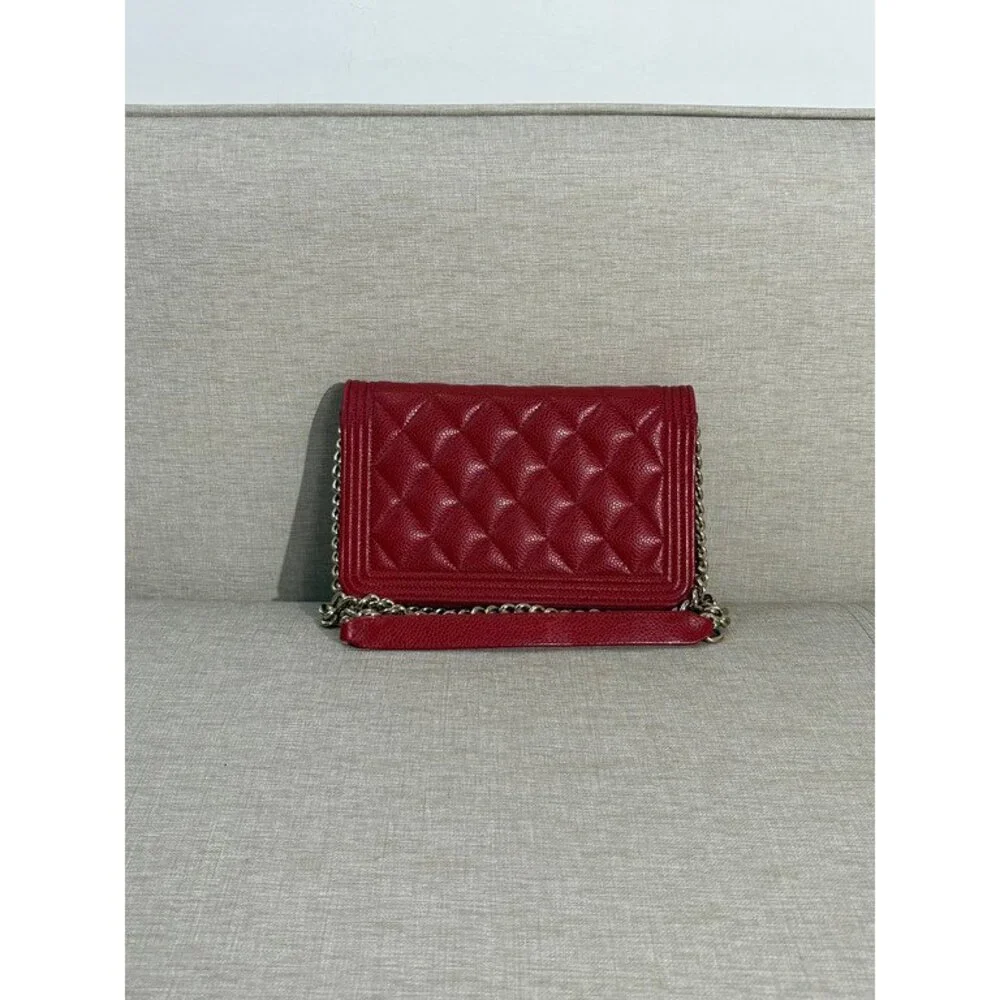 CHANEL Red Caviar Boy WOC GHW